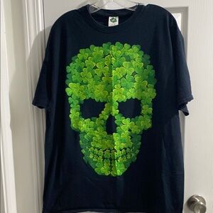 Lucky Brand Black Tee with Green Clover Design